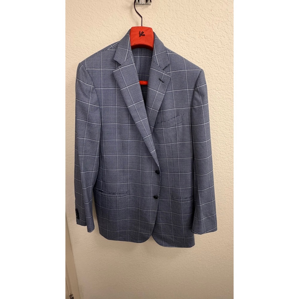 Ermenegildo Zegna 15 Milmil 15 Mila Easy Plaid Wool Sport Coat Blazer 58L Blue
